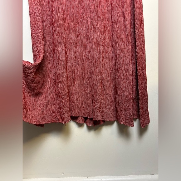 VTG Y2K Barbara Lerner Midi Dress S Red 3D slit hem Boho minimalist Confort SOFT - Picture 9 of 12